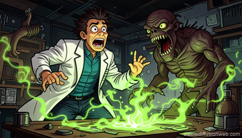 Dottor Frenk crea elisir Anabiosis e trasforma Iggy in Monster Zombi