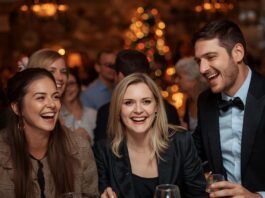 Evento di Natale di successo: colleghi soddisfatti e divertiti dopo il format interattivo.