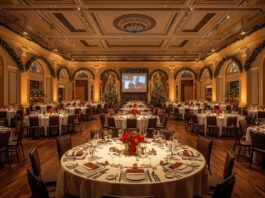 Dettaglio tecnico/logistico del set-up per l'organizzazione di cene aziendali di Natale in Lombardia.