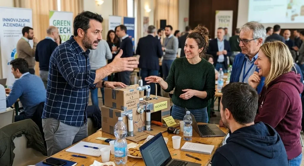 Partecipanti che presentano il progetto di economia circolare durante il Pitch finale davanti al Comitato Etico aziendale.