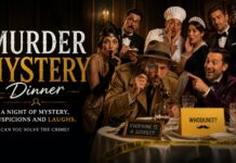 How a Murder Mystery Dinner Works | Team Building Milan Professional actors performing a Murder Mystery Dinner in Milan, an immersive theater team building event by Carlo Della Santa.