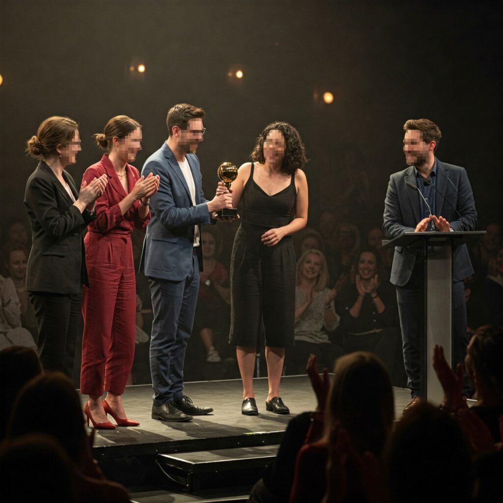 Squadra vincitrice premiata durante un Talent Show aziendale