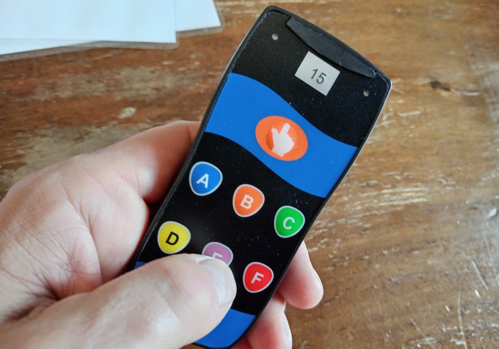 Dettaglio della pulsantiera wireless usata nel Quiz Show aziendale