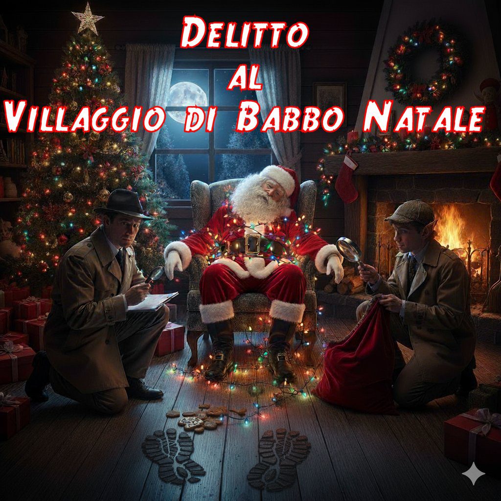 Locandina Cena con Delitto Natalizia: trova l'assassino al party di Natale a Milano di questa trama in cui la vittima è il famoso Babbo Natale.
